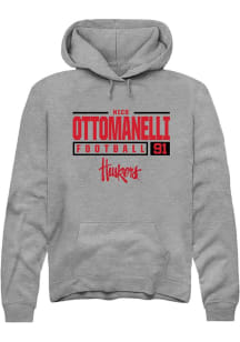 Nico Ottomanelli Rally Mens Graphite Nebraska Cornhuskers NIL Stacked Box Hooded Sweatshirt