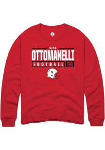 Nico Ottomanelli Rally Mens Red Nebraska Cornhuskers NIL Stacked Box Crew Sweatshirt