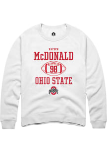 Kayden McDonald Rally Mens White Ohio State Buckeyes NIL Sport Icon Crew Sweatshirt