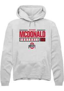 Kayden McDonald Rally Mens White Ohio State Buckeyes NIL Stacked Box Hooded Sweatshirt