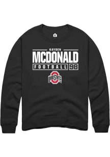 Kayden McDonald Rally Mens Black Ohio State Buckeyes NIL Stacked Box Crew Sweatshirt