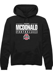 Kayden McDonald Rally Mens Black Ohio State Buckeyes NIL Stacked Box Hooded Sweatshirt