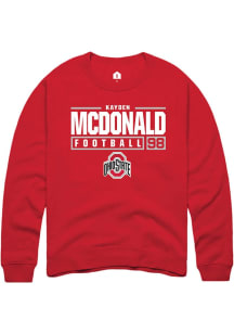 Kayden McDonald Rally Mens Red Ohio State Buckeyes NIL Stacked Box Crew Sweatshirt