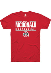 Kayden McDonald Red Ohio State Buckeyes NIL Stacked Box Short Sleeve T Shirt