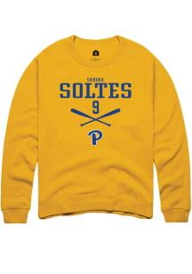 Sandra Soltes  Rally Pitt Panthers Mens Gold NIL Sport Icon Long Sleeve Crew Sweatshirt