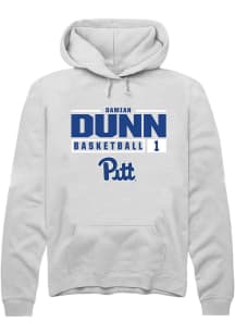 Damian Dunn Rally Mens White Pitt Panthers NIL Stacked Box Hooded Sweatshirt