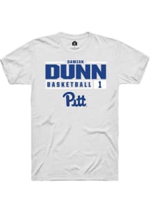 Damian Dunn White Pitt Panthers NIL Stacked Box Short Sleeve T Shirt