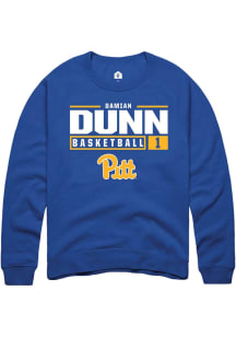 Damian Dunn Rally Mens Blue Pitt Panthers NIL Stacked Box Crew Sweatshirt