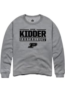 Adam Kidder Rally Mens Graphite Purdue Boilermakers NIL Stacked Box Crew Sweatshirt