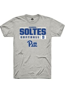 Sandra Soltes  Pitt Panthers Ash Rally NIL Stacked Box Short Sleeve T Shirt