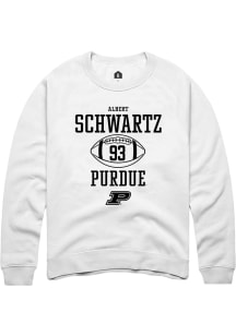 Albert Schwartz Rally Mens White Purdue Boilermakers NIL Sport Icon Crew Sweatshirt