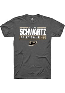 Albert Schwartz Dark Grey Purdue Boilermakers NIL Stacked Box Short Sleeve T Shirt