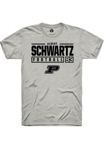 Albert Schwartz Ash Purdue Boilermakers NIL Stacked Box Short Sleeve T Shirt