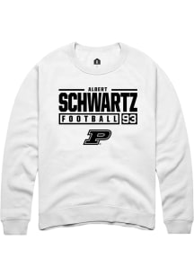 Albert Schwartz Rally Mens White Purdue Boilermakers NIL Stacked Box Crew Sweatshirt