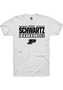 Albert Schwartz White Purdue Boilermakers NIL Stacked Box Short Sleeve T Shirt