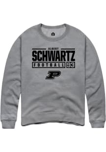 Albert Schwartz Rally Mens Graphite Purdue Boilermakers NIL Stacked Box Crew Sweatshirt