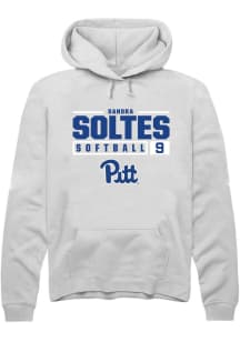 Sandra Soltes  Rally Pitt Panthers Mens White NIL Stacked Box Long Sleeve Hoodie