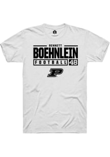Bennett Boehnlein White Purdue Boilermakers NIL Stacked Box Short Sleeve T Shirt