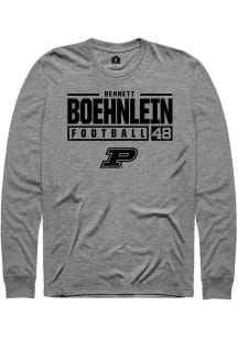 Bennett Boehnlein Rally Mens Graphite Purdue Boilermakers NIL Stacked Box Tee