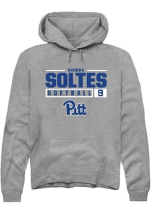 Sandra Soltes  Rally Pitt Panthers Mens Grey NIL Stacked Box Long Sleeve Hoodie
