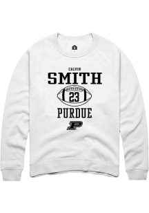 Calvin Smith Rally Mens White Purdue Boilermakers NIL Sport Icon Crew Sweatshirt