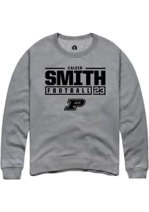 Calvin Smith Rally Mens Graphite Purdue Boilermakers NIL Stacked Box Crew Sweatshirt