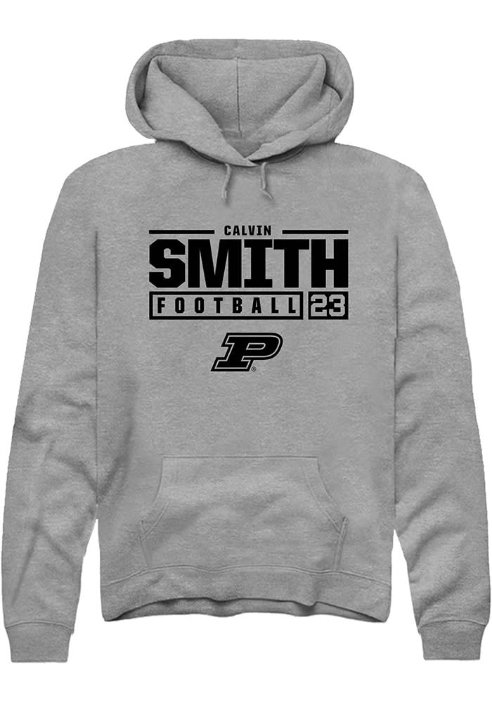 Calvin Smith Purdue Boilermakers Mens NIL Stacked Box Hoodie GRAPHITE
