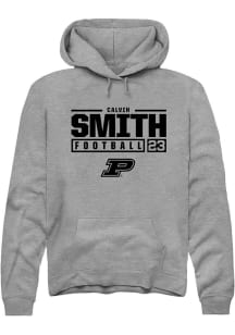 Calvin Smith Rally Mens Graphite Purdue Boilermakers NIL Stacked Box Hooded Sweatshirt