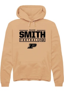 Calvin Smith Rally Mens Gold Purdue Boilermakers NIL Stacked Box Hooded Sweatshirt