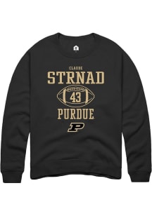 Claude Strnad Rally Mens Black Purdue Boilermakers NIL Sport Icon Crew Sweatshirt