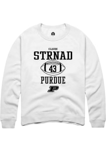 Claude Strnad Rally Mens White Purdue Boilermakers NIL Sport Icon Crew Sweatshirt