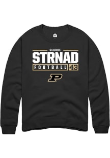 Claude Strnad Rally Mens Black Purdue Boilermakers NIL Stacked Box Crew Sweatshirt