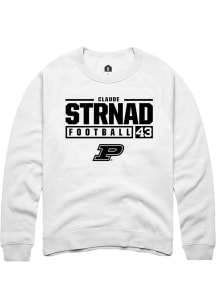 Claude Strnad Rally Mens White Purdue Boilermakers NIL Stacked Box Crew Sweatshirt