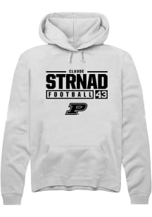 Claude Strnad Rally Mens White Purdue Boilermakers NIL Stacked Box Hooded Sweatshirt
