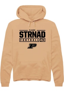 Claude Strnad Rally Mens Gold Purdue Boilermakers NIL Stacked Box Hooded Sweatshirt