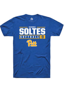 Sandra Soltes  Pitt Panthers Blue Rally NIL Stacked Box Short Sleeve T Shirt