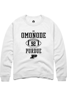 Mo Omonode Rally Mens White Purdue Boilermakers NIL Sport Icon Crew Sweatshirt