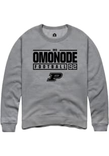 Mo Omonode Rally Mens Graphite Purdue Boilermakers NIL Stacked Box Crew Sweatshirt