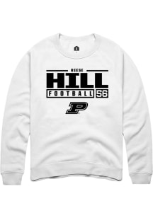 Reese Hill Rally Mens White Purdue Boilermakers NIL Stacked Box Crew Sweatshirt