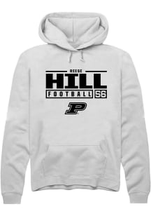 Reese Hill Rally Mens White Purdue Boilermakers NIL Stacked Box Hooded Sweatshirt