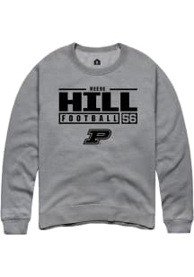 Reese Hill Rally Mens Graphite Purdue Boilermakers NIL Stacked Box Crew Sweatshirt