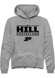 Reese Hill Rally Mens Graphite Purdue Boilermakers NIL Stacked Box Hooded Sweatshirt