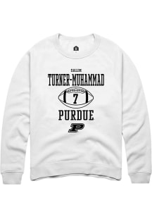 Salim Turner-Muhammad Rally Mens White Purdue Boilermakers NIL Sport Icon Crew Sweatshirt