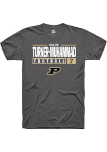 Salim Turner-Muhammad Dark Grey Purdue Boilermakers NIL Stacked Box Short Sleeve T Shirt