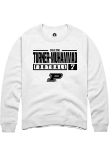 Salim Turner-Muhammad Rally Mens White Purdue Boilermakers NIL Stacked Box Crew Sweatshirt