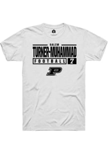 Salim Turner-Muhammad White Purdue Boilermakers NIL Stacked Box Short Sleeve T Shirt