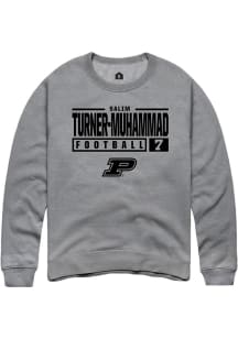 Salim Turner-Muhammad Rally Mens Graphite Purdue Boilermakers NIL Stacked Box Crew Sweatshirt