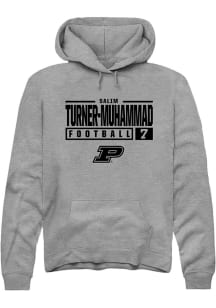 Salim Turner-Muhammad Rally Mens Graphite Purdue Boilermakers NIL Stacked Box Hooded Sweatshirt