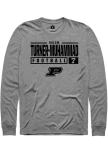 Salim Turner-Muhammad Rally Mens Graphite Purdue Boilermakers NIL Stacked Box Tee