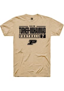 Salim Turner-Muhammad Gold Purdue Boilermakers NIL Stacked Box Short Sleeve T Shirt